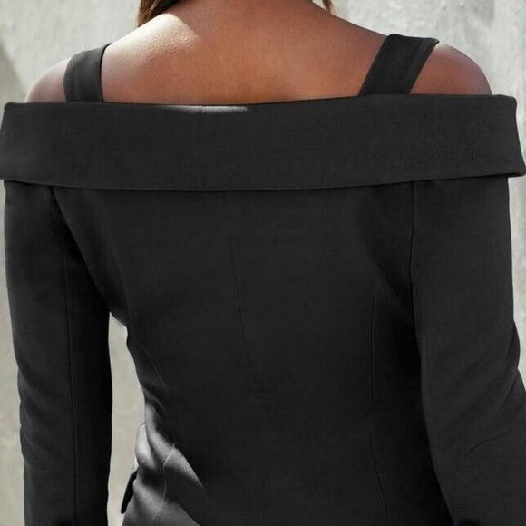 $150 NWT BOSTON PROPER COLD SHOULDER DOUBLE BREASTED SCUBA JACKET SIZE: 4 - Picture 5 of 6